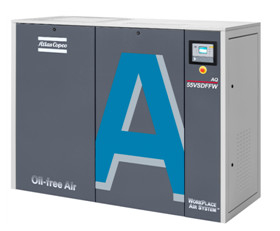ضاغط الهواء بدون زيت أطلس المسمار 15kw AQ 15 VSD الماء المحقن