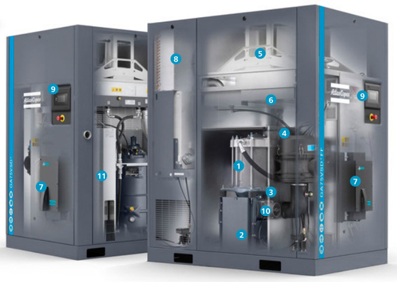 GA 75L VSD + Atlas المسمار ضاغط الهواء 75kw الزيت المحقن