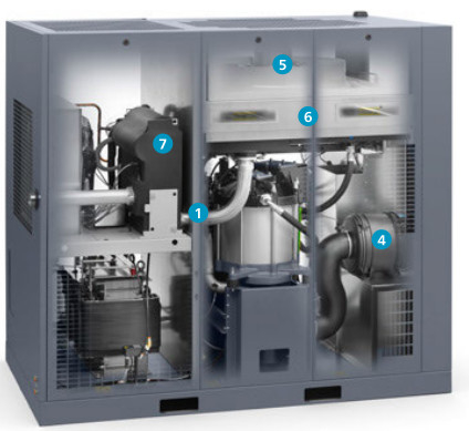 ضاغط الهواء المسمار الأطلس GA75VSD + FF 75kw مدمج في المجفف